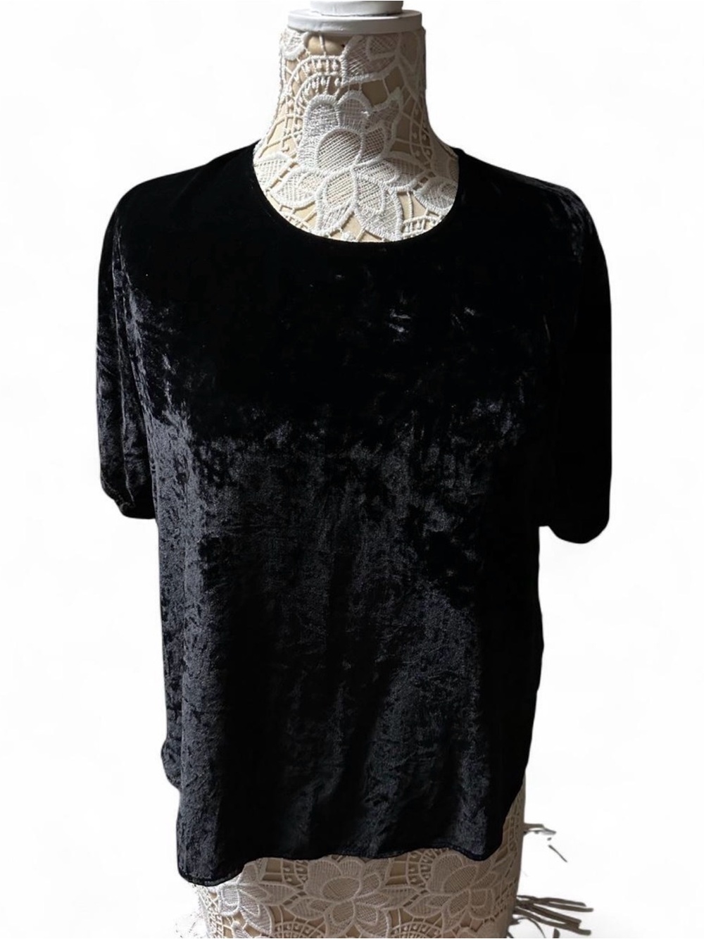 Madewell Black Velvet Short Sleeve Tee